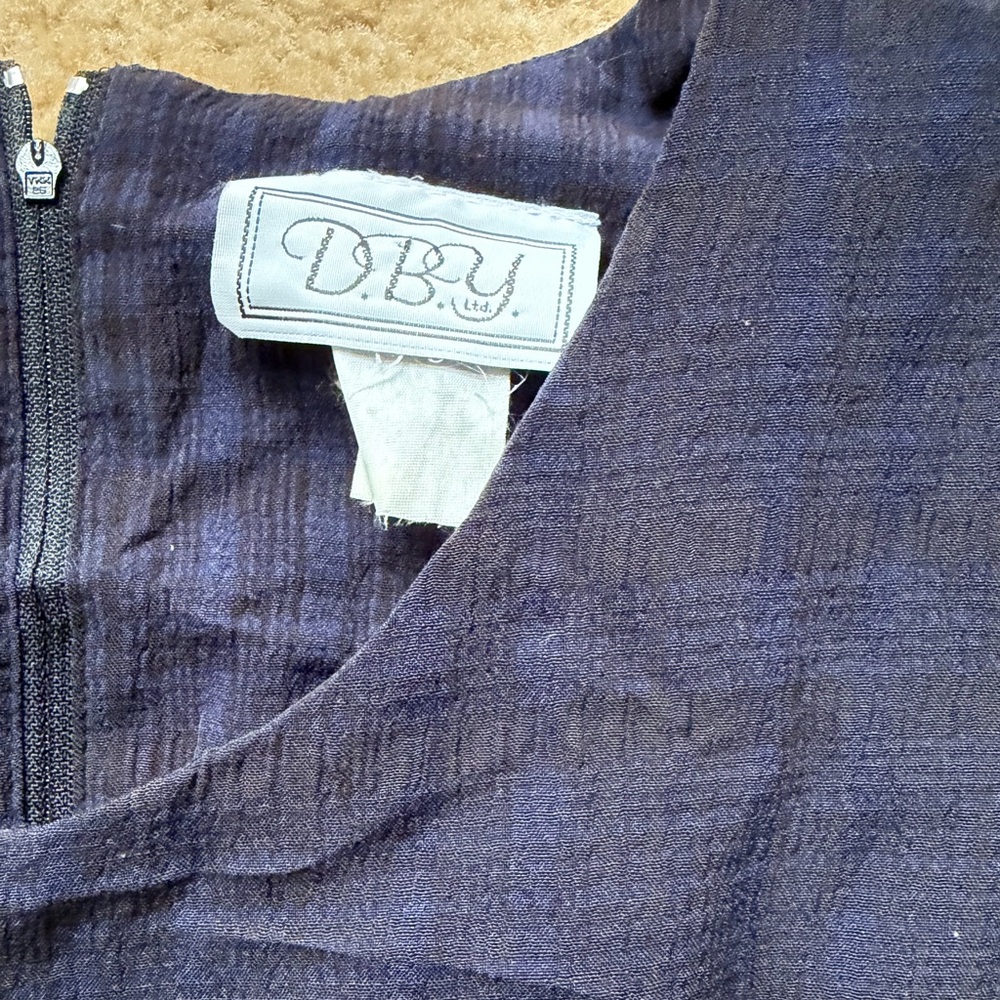 Vintage Navy and Black Plaid Button-Down Dress - Picture 2 of 8